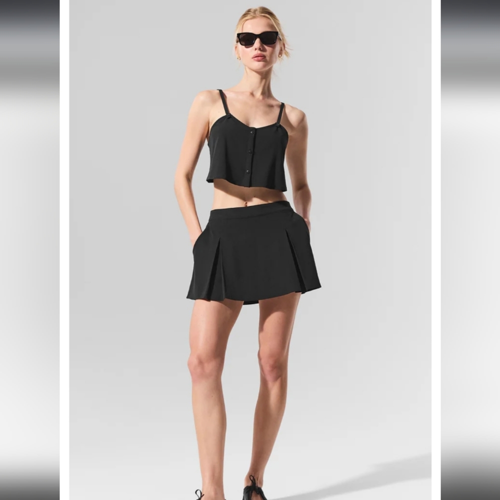 ALO Yoga Dreamscape Black Tennis Skirt